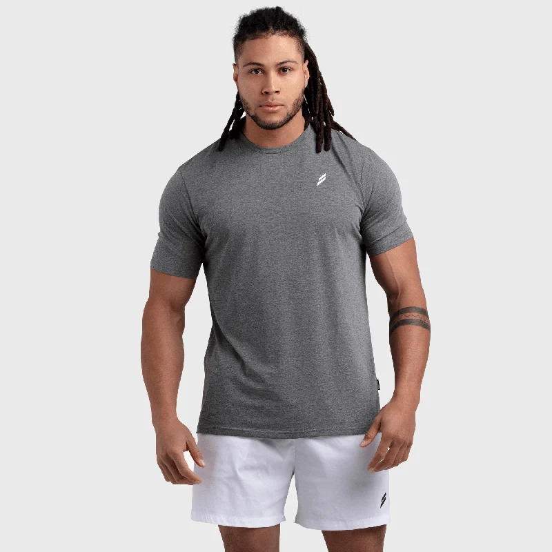 Men's short - sleeve linen t - shirts for summer beach outingsEssential Regular Fit Tee - Slate Grey Men's short - sleeve linen t - shirts for summer beach outingsEssential Regular Fit Tee - Slate Grey