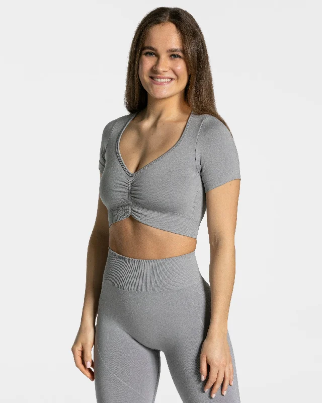 Men's moisture - wicking athletic t - shirts for intense workoutsFocus Crop Top "Grau" Men's moisture - wicking athletic t - shirts for intense workoutsFocus Crop Top "Grau"