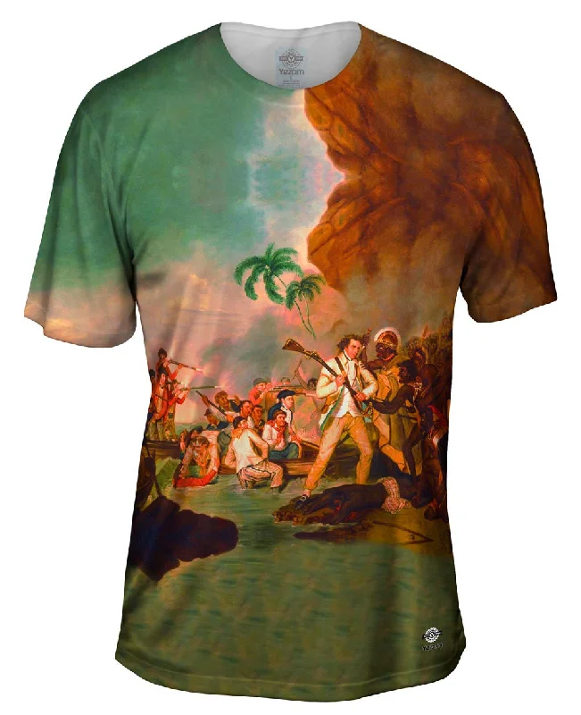 Men's smart - casual checkered t - shirts for semi - formal occasionsGeorge Carter - "Death of Captain James Cook" (1783) Men's smart - casual checkered t - shirts for semi - formal occasionsGeorge Carter - "Death of Captain James Cook" (1783)