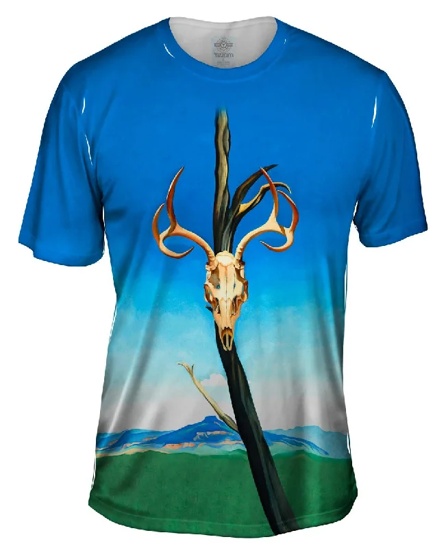Men's organic cotton crew - neck t - shirts for everyday comfortGeorgia Okeeffe - "Deer Skull with Pedernal" (1936) Men's organic cotton crew - neck t - shirts for everyday comfortGeorgia Okeeffe - "Deer Skull with Pedernal" (1936)