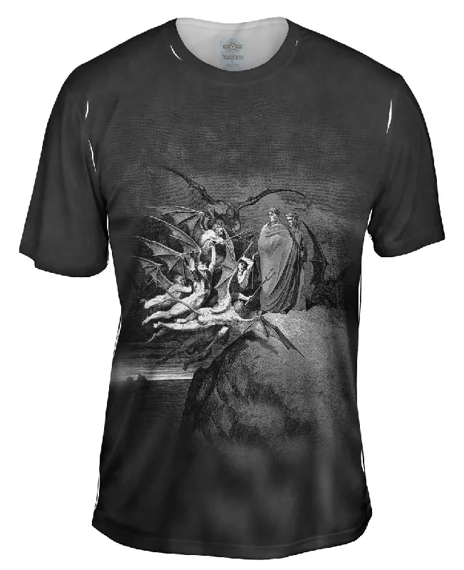 Men's tie - dye t - shirts with a bohemian styleGustave Dore - "The Inferno Canto 21" (1857) Men's tie - dye t - shirts with a bohemian styleGustave Dore - "The Inferno Canto 21" (1857)