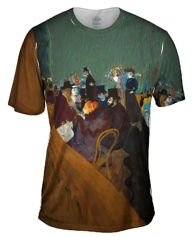 Men's button - front t - shirts with a unique artistic printHenri De Toulouse Lautrec - "At The Moulin Rouge" (1892) Men's button - front t - shirts with a unique artistic printHenri De Toulouse Lautrec - "At The Moulin Rouge" (1892)
