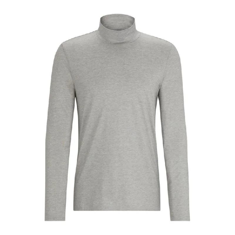 Men's distressed denim - look t - shirts with a rugged appealHigh-neck T-shirt in cotton and silk jacquard Men's distressed denim - look t - shirts with a rugged appealHigh-neck T-shirt in cotton and silk jacquard