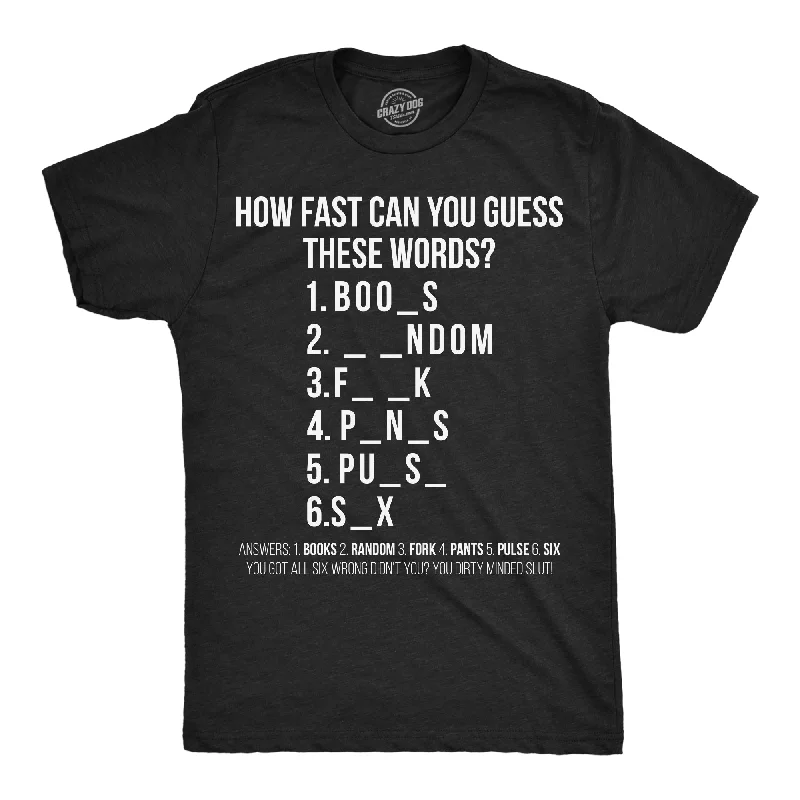 Men's lightweight performance t - shirts for running marathonsHow Fast Can You Guess These Words Men's T Shirt Men's lightweight performance t - shirts for running marathonsHow Fast Can You Guess These Words Men's T Shirt