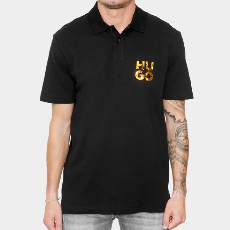Men's polo t - shirts with a contrast collar for a preppy lookHugo Men's Diridupol Short Sleeve Polo Shirt, Black