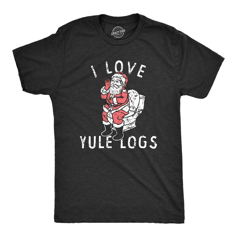 Men's long - sleeve henley t - shirts with button - down placketsI Love Yule Logs Men's T Shirt Men's long - sleeve henley t - shirts with button - down placketsI Love Yule Logs Men's T Shirt