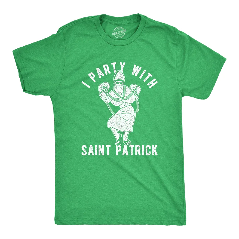 Men's lightweight performance t - shirts for running marathonsI Party With Saint Patrick Men's T Shirt Men's lightweight performance t - shirts for running marathonsI Party With Saint Patrick Men's T Shirt