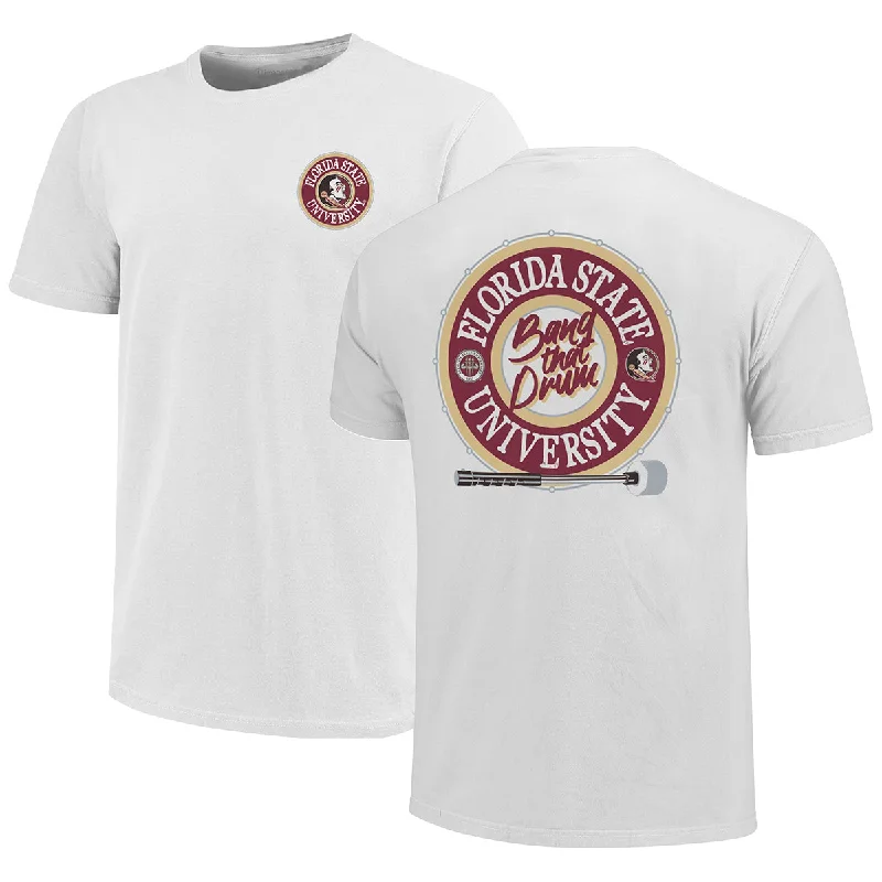 Men's thermal t - shirts with a high - neck design for cold weatherImage One Men's Florida State University Bang the Drum Design Short Sleeve T-shirt - White Men's thermal t - shirts with a high - neck design for cold weatherImage One Men's Florida State University Bang the Drum Design Short Sleeve T-shirt - White