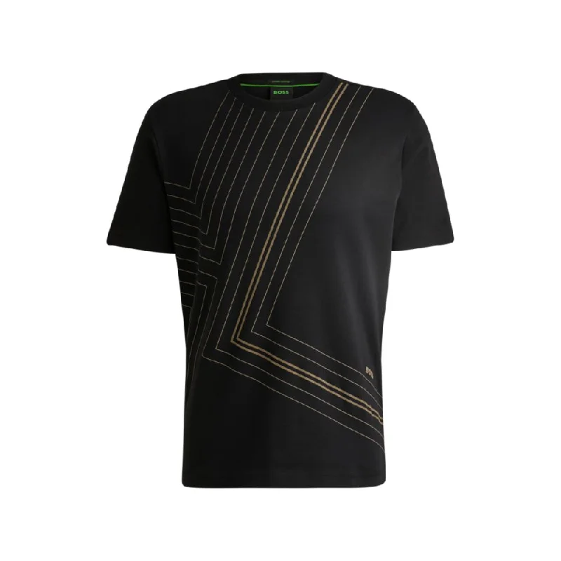 Men's moisture - wicking athletic t - shirts for intense workoutsInterlock-cotton regular-fit T-shirt with fineline artwork