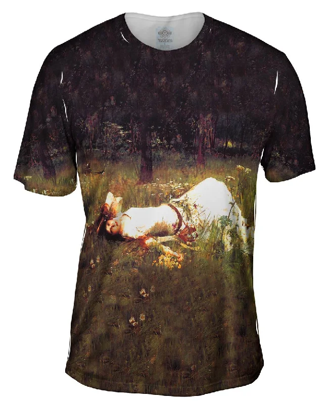 Men's printed Hawaiian t - shirts for tropical vacationsJohn William Waterhouse - "Ophelia Field" (1889) Men's printed Hawaiian t - shirts for tropical vacationsJohn William Waterhouse - "Ophelia Field" (1889)