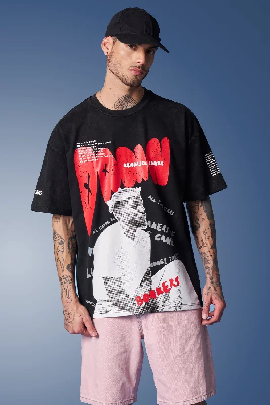 Men's short - sleeve linen t - shirts for summer beach outingsKendrick Lamar Faded Oversized T-shirt Men's short - sleeve linen t - shirts for summer beach outingsKendrick Lamar Faded Oversized T-shirt
