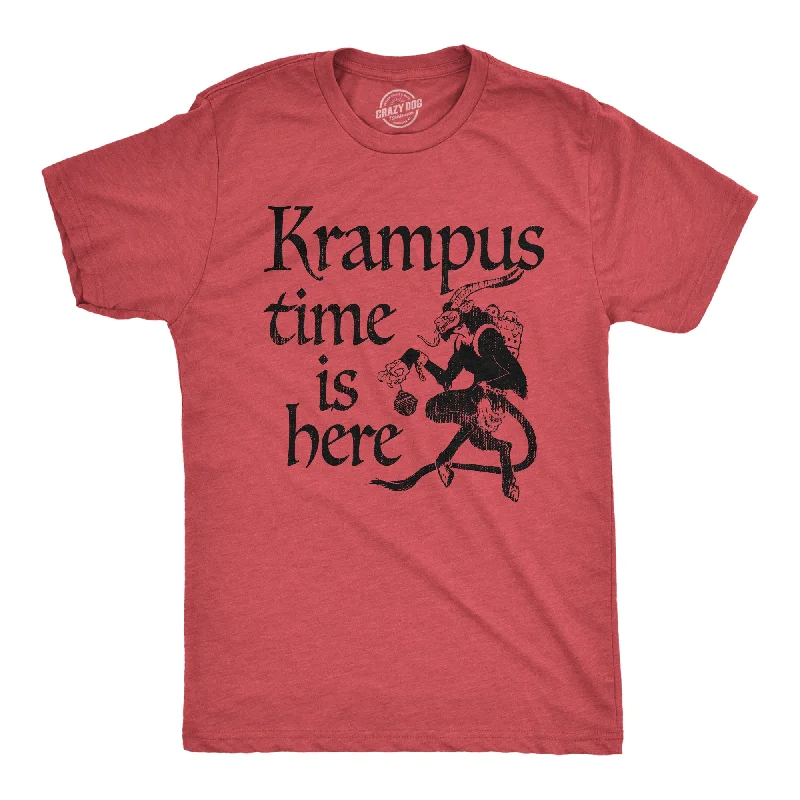 Men's organic cotton crew - neck t - shirts for everyday comfortKrampus Time Is Here Men's T Shirt Men's organic cotton crew - neck t - shirts for everyday comfortKrampus Time Is Here Men's T Shirt
