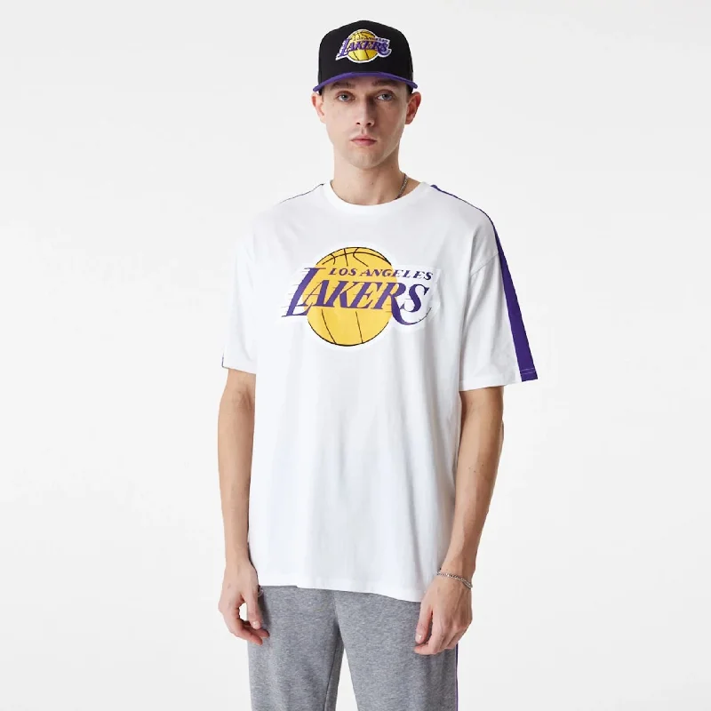 Men's moisture - wicking athletic t - shirts for intense workoutsLA Lakers NBA Colour Block White Oversized T-Shirt Men's moisture - wicking athletic t - shirts for intense workoutsLA Lakers NBA Colour Block White Oversized T-Shirt