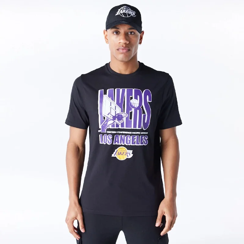 Men's tie - dye t - shirts with a bohemian styleLA Lakers NBA Wordmark Graphic Black T-Shirt Men's tie - dye t - shirts with a bohemian styleLA Lakers NBA Wordmark Graphic Black T-Shirt