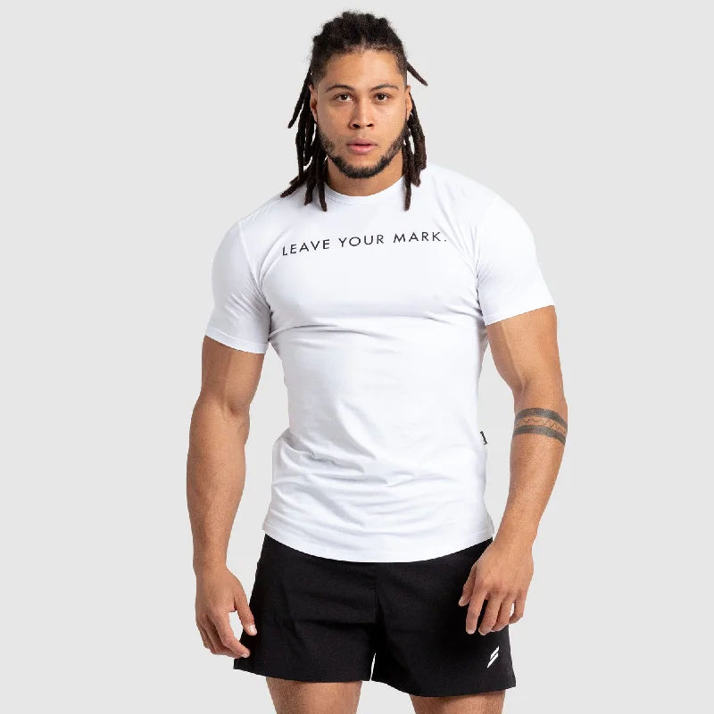 Men's antimicrobial t - shirts for odor - free freshness during travelLeave Your Mark Drop Tee - White
