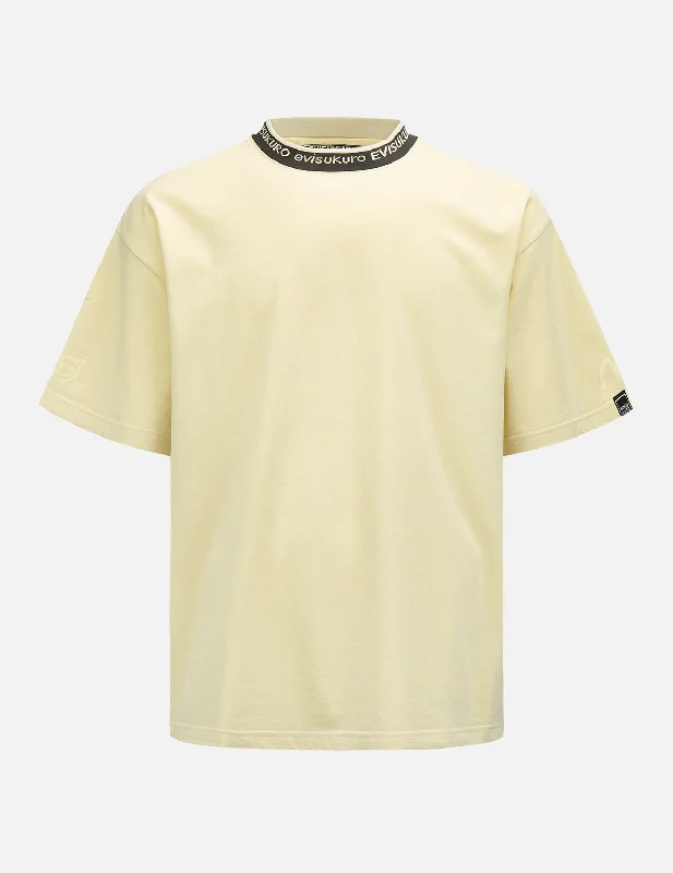 Men's short - sleeve linen t - shirts for summer beach outingsLogo Jacquard Mock Neck T-shirt Men's short - sleeve linen t - shirts for summer beach outingsLogo Jacquard Mock Neck T-shirt
