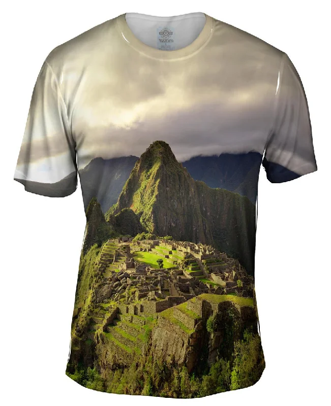 Men's slim - fit graphic t - shirts with vintage rock band printsMachu Picchu Sunrise Men's slim - fit graphic t - shirts with vintage rock band printsMachu Picchu Sunrise