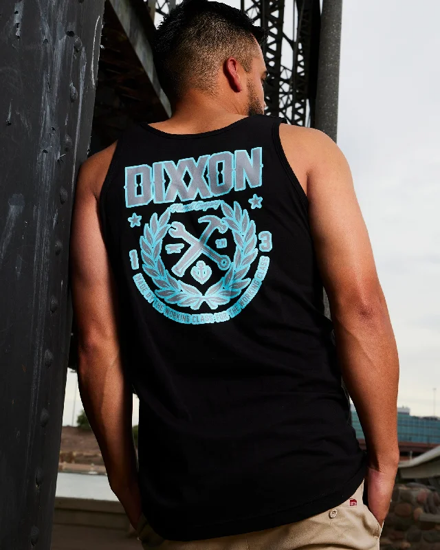 Men's distressed denim - look t - shirts with a rugged appealMade Tank - Black, Gray, & Teal Men's distressed denim - look t - shirts with a rugged appealMade Tank - Black, Gray, & Teal