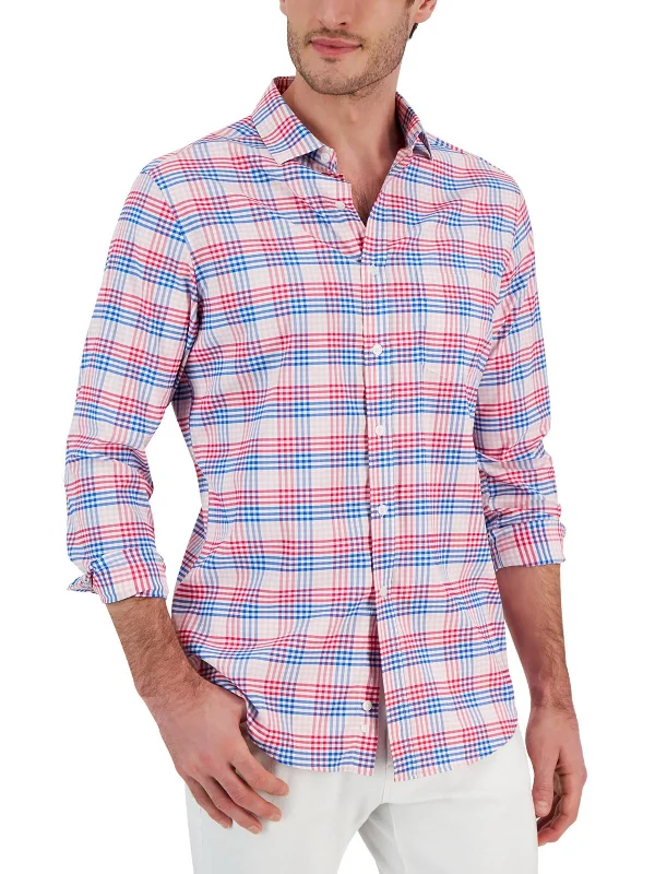 Men's printed Hawaiian t - shirts for tropical vacationsMalia Mens Plaid Woven Button-Down Shirt Men's printed Hawaiian t - shirts for tropical vacationsMalia Mens Plaid Woven Button-Down Shirt