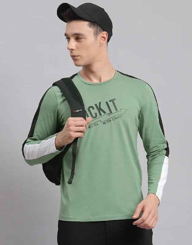 Men's antimicrobial t - shirts for odor - free freshness during travelMen Green Printed Round Neck Full Sleeve Active T-Shirt Men's antimicrobial t - shirts for odor - free freshness during travelMen Green Printed Round Neck Full Sleeve Active T-Shirt