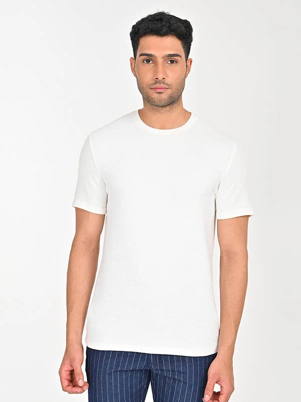 Men's tie - dye t - shirts with a bohemian styleMen Textured Crew Neck T-Shirt