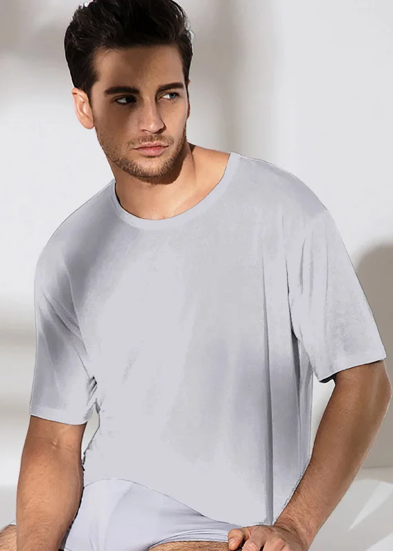 Men's mock - neck t - shirts with a modern and sleek styleMens Classic Crew Neck Silk T-Shirt Men's mock - neck t - shirts with a modern and sleek styleMens Classic Crew Neck Silk T-Shirt