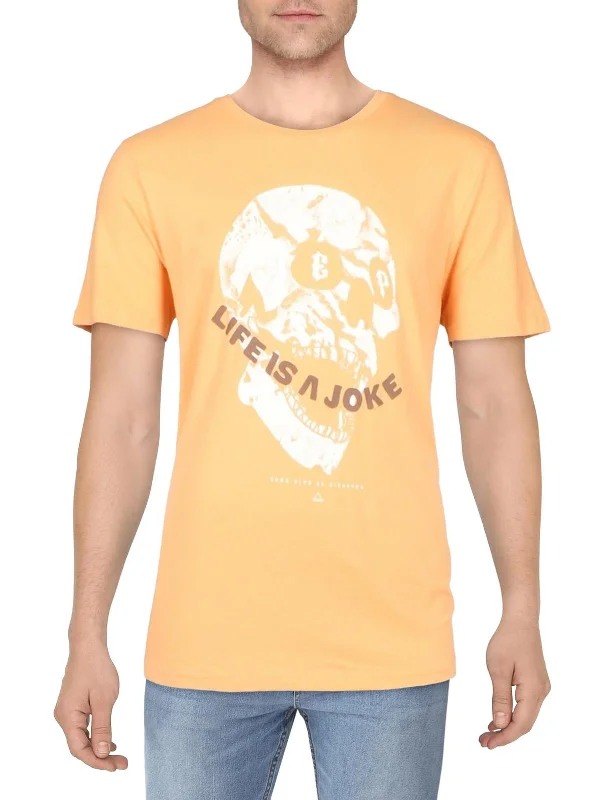 Men's distressed denim - look t - shirts with a rugged appealMens Cotton Crewneck Graphic T-Shirt Men's distressed denim - look t - shirts with a rugged appealMens Cotton Crewneck Graphic T-Shirt