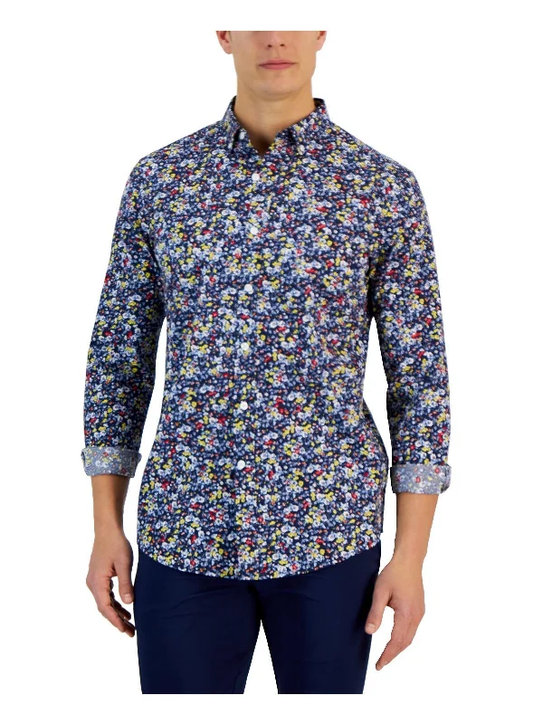 Men's UV - protection t - shirts for outdoor activities in the sunMens Cotton Floral Button-Down Shirt