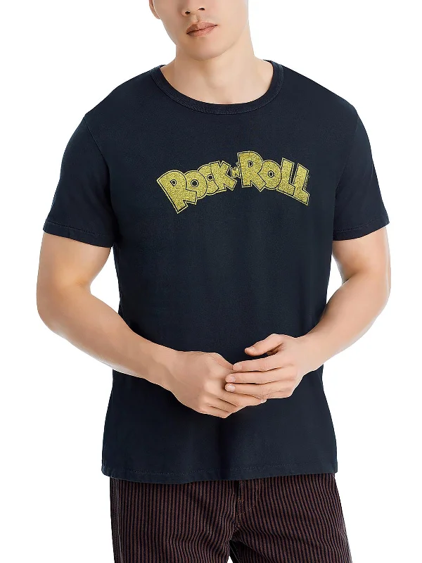 Men's distressed denim - look t - shirts with a rugged appealMens Cotton Short Sleeve Graphic T-Shirt