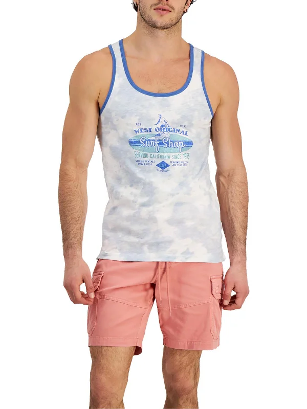 Men's short - sleeve linen t - shirts for summer beach outingsMens Graphic Slub Tank Top Men's short - sleeve linen t - shirts for summer beach outingsMens Graphic Slub Tank Top