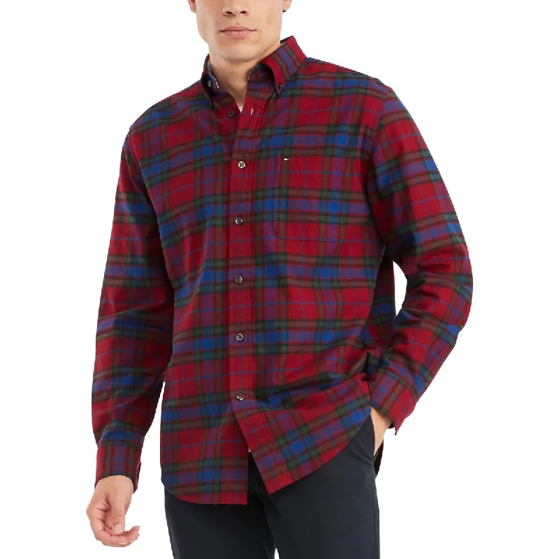 Men's polo t - shirts with a contrast collar for a preppy lookMens Plaid Classic Fit Button-Down Shirt Men's polo t - shirts with a contrast collar for a preppy lookMens Plaid Classic Fit Button-Down Shirt