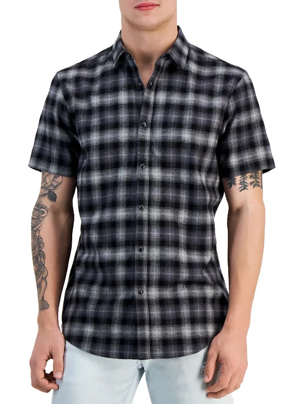 Men's polo t - shirts with a contrast collar for a preppy lookMens Plaid Collared Button-Down Shirt Men's polo t - shirts with a contrast collar for a preppy lookMens Plaid Collared Button-Down Shirt