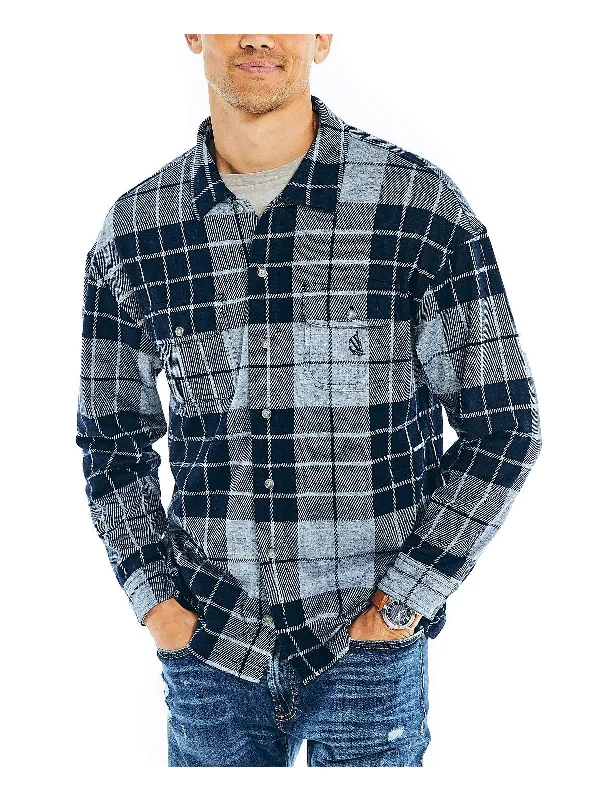Men's plus - size pocket t - shirts with a classic lookMens Plaid Knit Button-Down Shirt Men's plus - size pocket t - shirts with a classic lookMens Plaid Knit Button-Down Shirt
