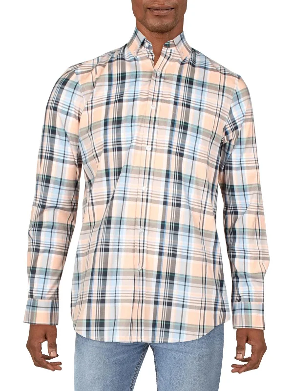 Men's eco - friendly recycled t - shirts for sustainable fashion choicesMens Plaid Stretch Button-Down Shirt Men's eco - friendly recycled t - shirts for sustainable fashion choicesMens Plaid Stretch Button-Down Shirt