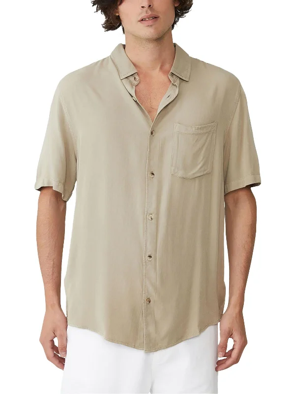 Men's long - sleeve henley t - shirts with button - down placketsMens Pocket Viscose Button-Down Shirt Men's long - sleeve henley t - shirts with button - down placketsMens Pocket Viscose Button-Down Shirt
