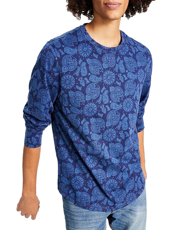 Men's short - sleeve linen t - shirts for summer beach outingsMens Printed Knit T-Shirt Men's short - sleeve linen t - shirts for summer beach outingsMens Printed Knit T-Shirt