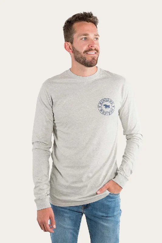 Men's eco - friendly recycled t - shirts for sustainable fashion choicesSignature Bull Mens Classic Fit Long Sleeve T-Shirt - Grey Marle/Navy Men's eco - friendly recycled t - shirts for sustainable fashion choicesSignature Bull Mens Classic Fit Long Sleeve T-Shirt - Grey Marle/Navy