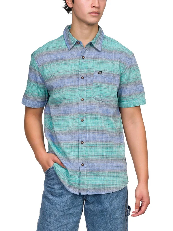 Men's printed Hawaiian t - shirts for tropical vacationsMens Striped Woven Button-Down Shirt Men's printed Hawaiian t - shirts for tropical vacationsMens Striped Woven Button-Down Shirt