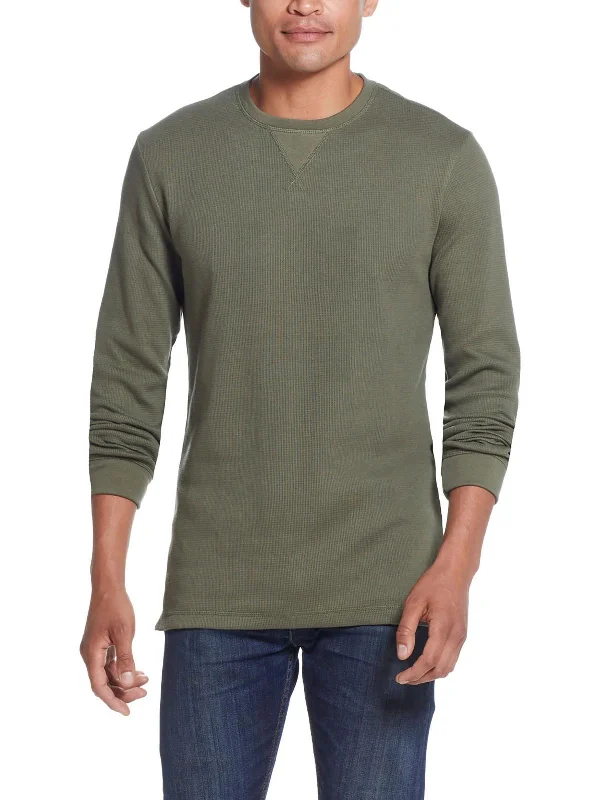 Men's v - neck muscle t - shirts for a body - building aestheticMens Waffle Crewneck Thermal Shirt