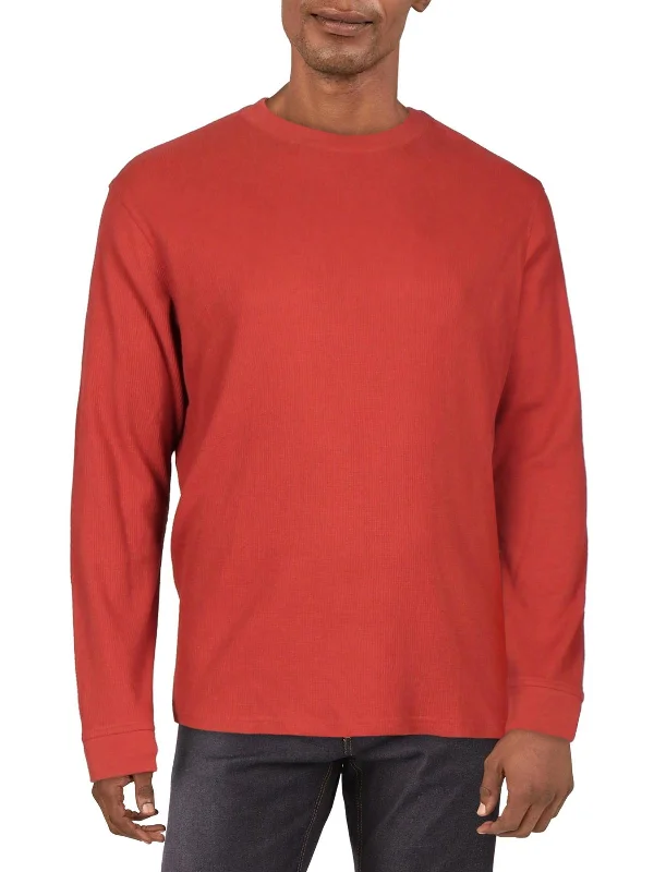 Men's distressed denim - look t - shirts with a rugged appealMens Waffle Knit Crewneck Thermal Shirt Men's distressed denim - look t - shirts with a rugged appealMens Waffle Knit Crewneck Thermal Shirt