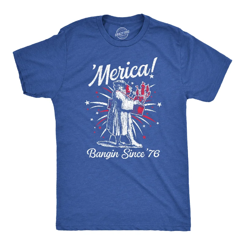Men's organic cotton crew - neck t - shirts for everyday comfortMerica Banging Since 76 Men's T Shirt Men's organic cotton crew - neck t - shirts for everyday comfortMerica Banging Since 76 Men's T Shirt