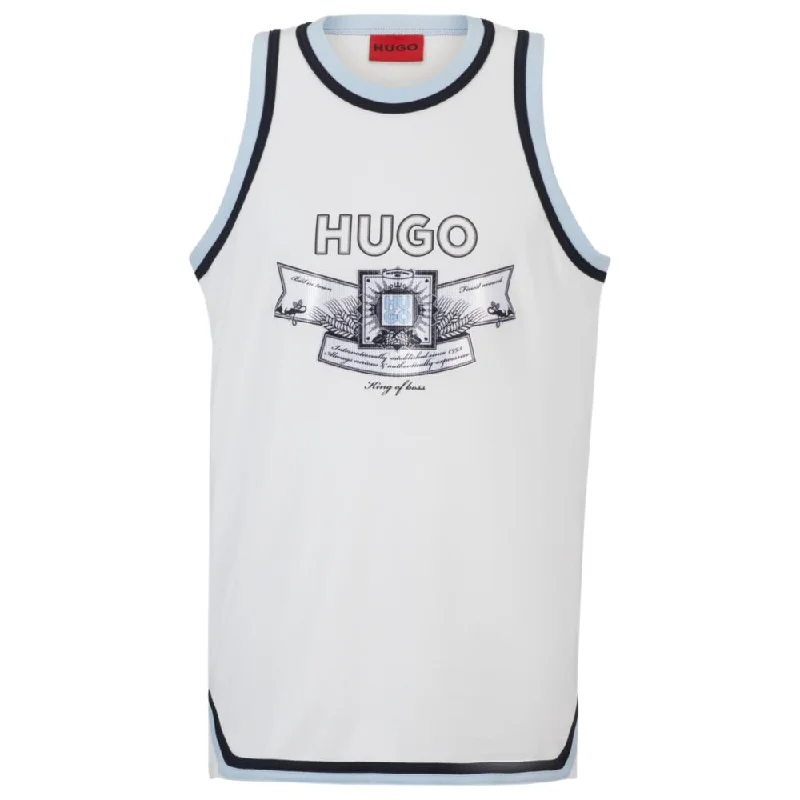 Men's mock - neck t - shirts with a modern and sleek styleMesh vest with new-season logo artwork Men's mock - neck t - shirts with a modern and sleek styleMesh vest with new-season logo artwork