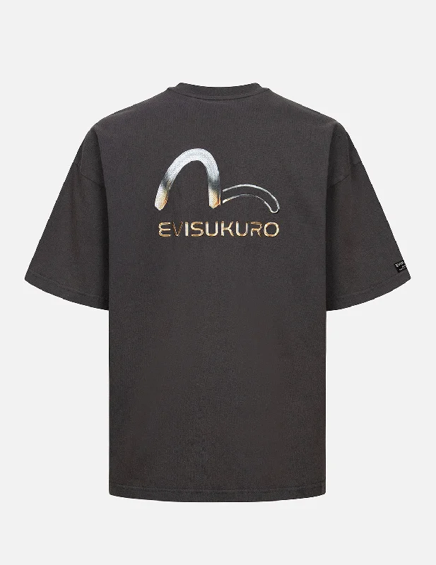 Men's slim - fit graphic t - shirts with vintage rock band printsMetallic Seagull Print Oversized T-shirt Men's slim - fit graphic t - shirts with vintage rock band printsMetallic Seagull Print Oversized T-shirt