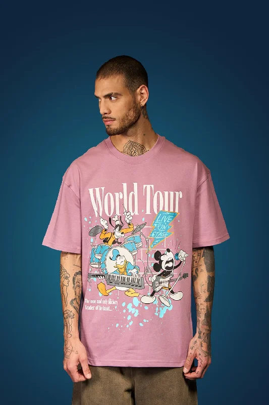 Men's smart - casual checkered t - shirts for semi - formal occasionsMickey - World Tour Oversized T-shirt Men's smart - casual checkered t - shirts for semi - formal occasionsMickey - World Tour Oversized T-shirt