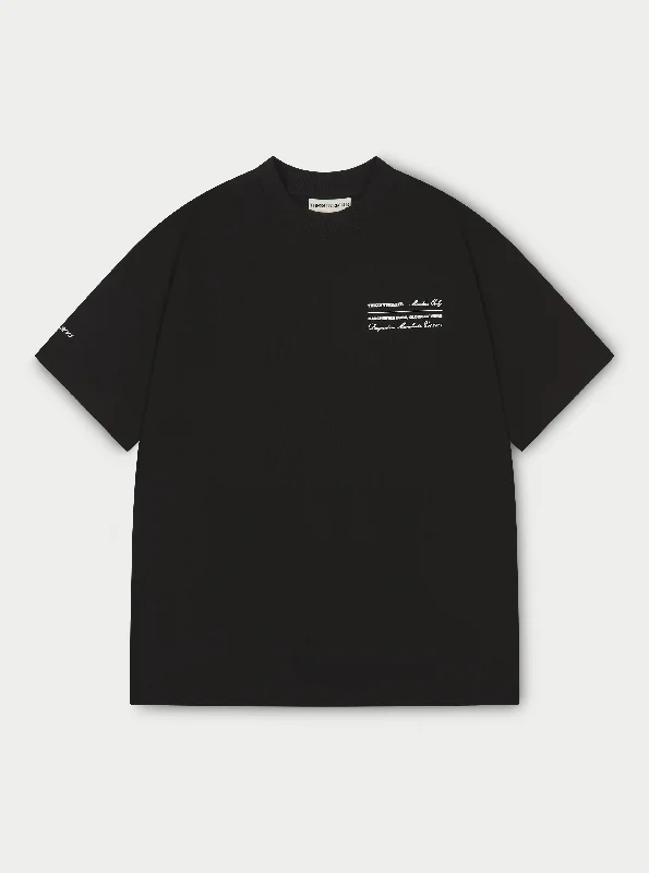 Men's organic cotton crew - neck t - shirts for everyday comfortMISSION STATEMENT RELAXED T-SHIRT - BLACK Men's organic cotton crew - neck t - shirts for everyday comfortMISSION STATEMENT RELAXED T-SHIRT - BLACK