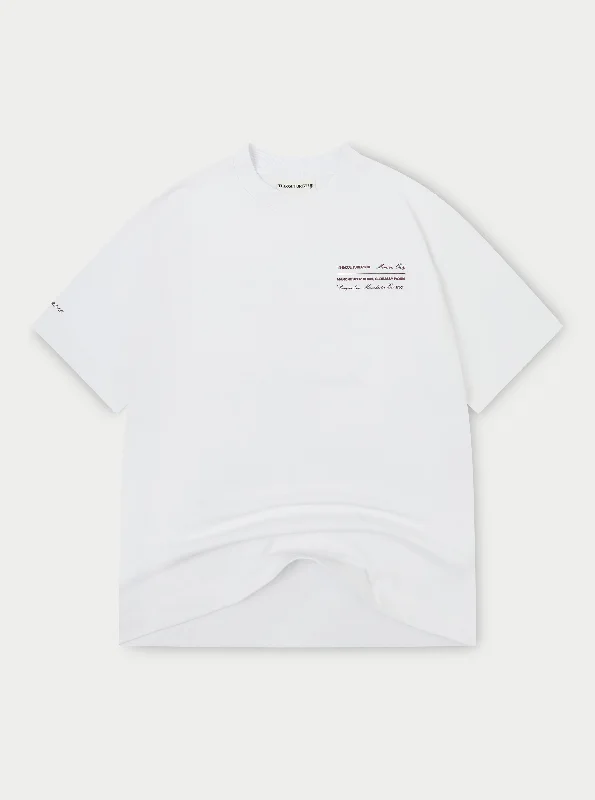 Men's eco - friendly recycled t - shirts for sustainable fashion choicesMISSION STATEMENT RELAXED T-SHIRT - WHITE Men's eco - friendly recycled t - shirts for sustainable fashion choicesMISSION STATEMENT RELAXED T-SHIRT - WHITE