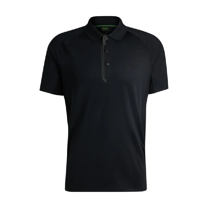 Men's thermal t - shirts with a high - neck design for cold weatherMixed-material polo shirt with decorative reflective logo Men's thermal t - shirts with a high - neck design for cold weatherMixed-material polo shirt with decorative reflective logo