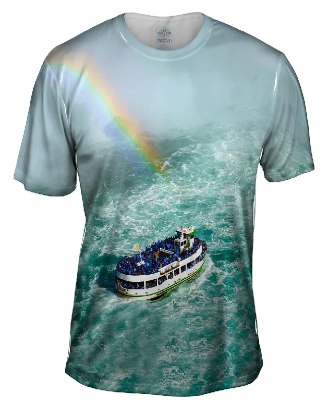 Men's distressed denim - look t - shirts with a rugged appealNiagara Falls Mist Rainbow Men's distressed denim - look t - shirts with a rugged appealNiagara Falls Mist Rainbow