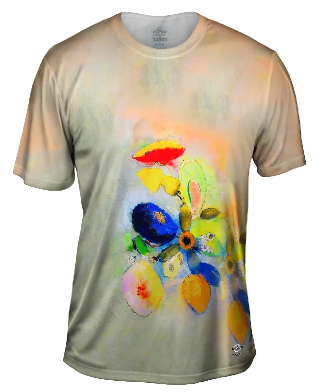 Men's mock - neck t - shirts with a modern and sleek styleOdilon Redon - "Symbolism Flowers" Men's mock - neck t - shirts with a modern and sleek styleOdilon Redon - "Symbolism Flowers"