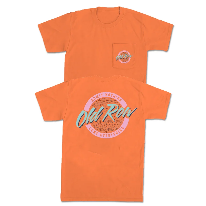 Men's distressed denim - look t - shirts with a rugged appealOld Row Circle Logo Neon Pocket Tee